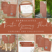 Terracotta Botanical Greenery Wedding Invitations