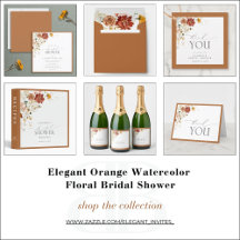 Elegant Orange Watercolor Floral Bridal Shower