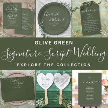 Elegant Olive Green Signature Script Wedding Suite