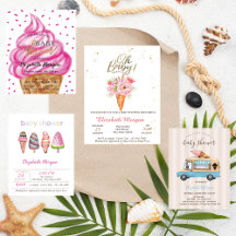 Ice cream baby shower invitations