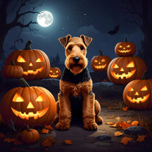Welsh Terrier & Halloween Pumpkins