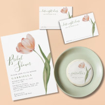 Modern Watercolor Peach Tulip Bridal Shower