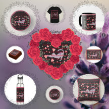 Modern Chic Calligraphy Rose Black Cat Valentines