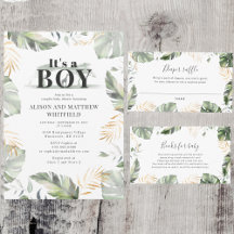 Jungle Safari Palm Leaves Baby Shower Invitation