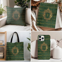 Vintage Monogram Crest Green Music Theme Gifts