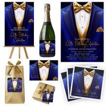  Mens Royal Blue Gold Tuxedo Birthday Party 