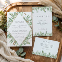 Eucalyptus Green Watercolor & Gold Wedding