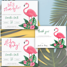 Tropical Pink Flamingo Aloha Baby Shower