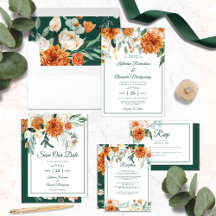 Romantic Burnt Orange Floral Fall Wedding Suite