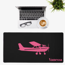 Girly Pink Cessna Airplane School Supplies Sticker