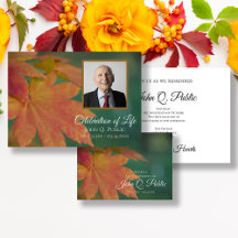Fall Colored Leaves Funeral Memorial