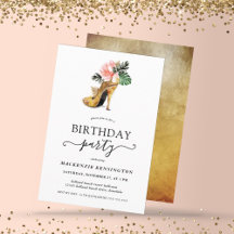 Floral Gold High Heel Shoe