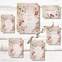 Romantic Rose Pink Gold Floral Wedding Suite