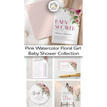 Pink Watercolor Floral Girl Baby Shower Collection