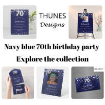 70th Birthday - Navy blue - silver - stars