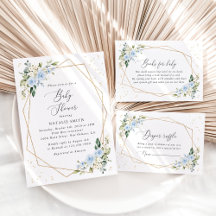 Blue and White Flowers Baby Shower Collection