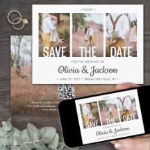 QR Code & Photos Wedding Save the Date Invitations