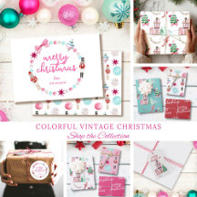 Colorful Vintage Christmas Village Holiday
