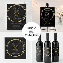 50th Birthday Black Gold Cheers to 50 Years Party