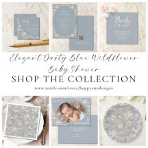 Elegant Dusty Blue Wildflower Baby Shower