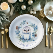 Winter Owl Watercolor Baby Shower