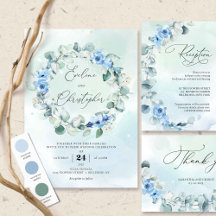 77_Dusty Blue Foral Eucalyptus Wreath Set 
