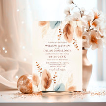 Boho Watercolor Terracotta Beige Blue Pampas Grass