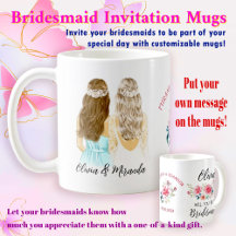 Elegant Floral Bridesmaid Invitation Proposal Mugs