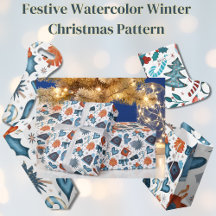 Festive Watercolor Winter Christmas Pattern