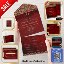 Red Gold Rustic Lace Wedding Suite