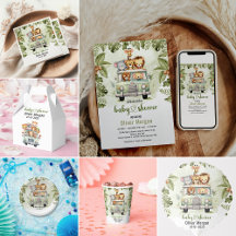 tropical jungle safari-themed baby shower