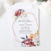 Marsala Autumn Flowers Geometric Collection