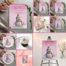 Pink Glitters Winter Snowman 