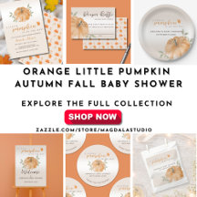 Orange Little Pumpkin Autumn Fall Baby Shower