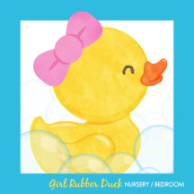Girl Watercolor Rubber Duck Nursery Decor