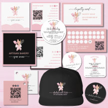 Watercolor Pink Bow coquette Utensils Bakery Suite