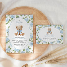 Blue Bear, Blue Flowers First Birthday Collection