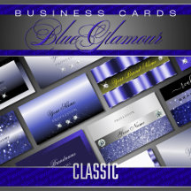 Business Cards Blue Luxe Glam Sparkling Glitter