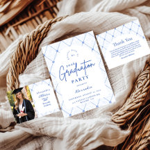 Vintage Blue Floral Garden Graduation Party