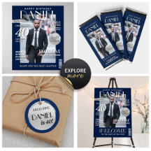 Modern Magazine Cover Blue & Silver Party