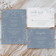 Dusty Blue Minimal Leaf Wedding Collection