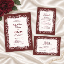 Burgundy White Lace Wedding Collection