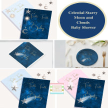 Celestial Starry Moon and Clouds Baby Shower 