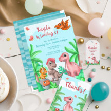 Girls Dinosaur Birthday Party Supplies – Plates, N