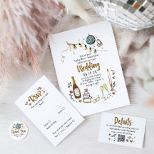Whimsical Hand-drawn Funky Invitation Suite