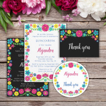 Colorful Mexican flowers quinceañera