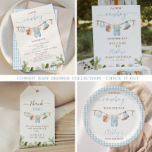 Brown Blue Cothesline Cowboy Baby Shower Decor