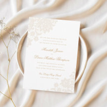 Delicate Lace Frame Ivory & Gold Invitation