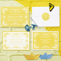 yellow papel picado Mexican baby boy shower