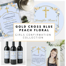ELEGANT BLUE PEACH FLORAL CONFIRMATION